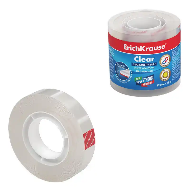 Nuevo Modelo Pack De 4 Unidades Erichkrause Cinta Adhesiva Clear - 12Mmx33M - Transparente