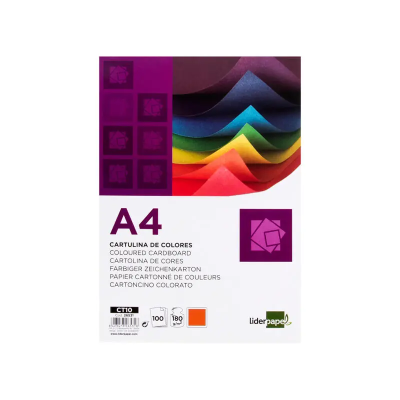 Oferta Flash Cartulina Liderpapel a4 180g/m2 Naranja Fuerte Paquete De 100 Hojas