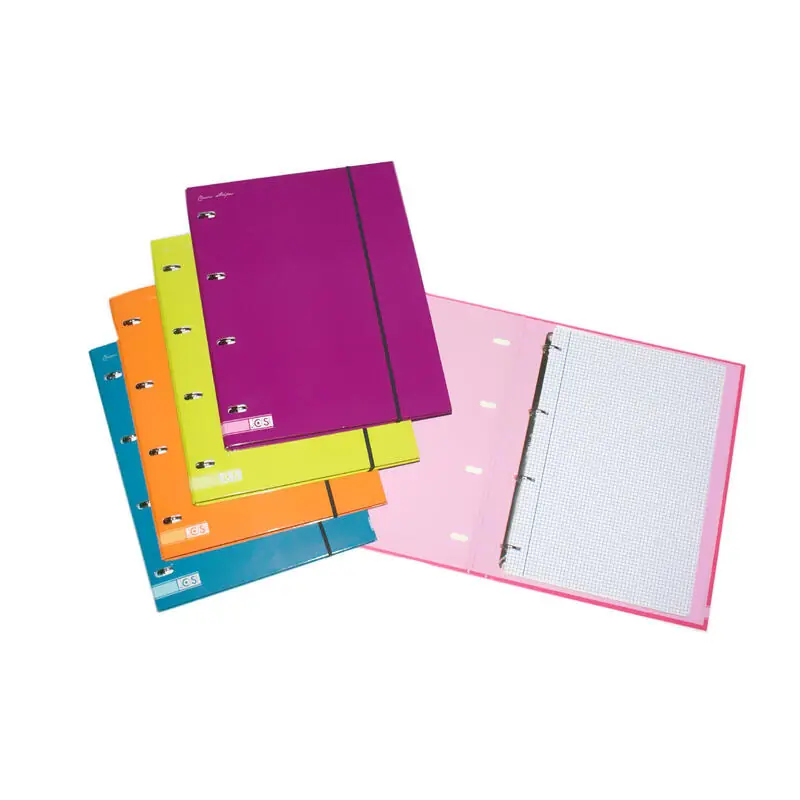 Pack De 5 Unidades Ancor Carpetblok Carpeta De 4 Anillas a4 Con Recambio Cuadriculado 4X4Mm - Cierre Con Goma - Colores De Moda