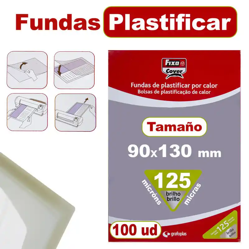 Solo Hoy Fixo Fundas De Plastificar 90X130Mm 125 Micras Pp Brillo Caja 100 Ud