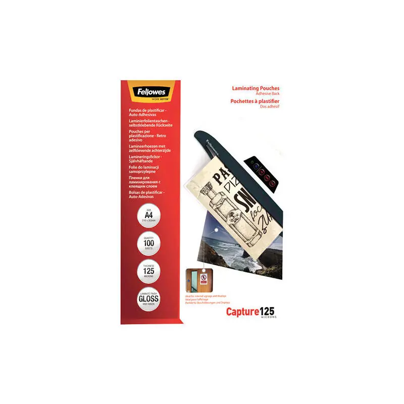 Fundas Para Plastificar Autoadhesivas Fellowes 5328901 a4 125 Micras 100 Unidades Liquidación