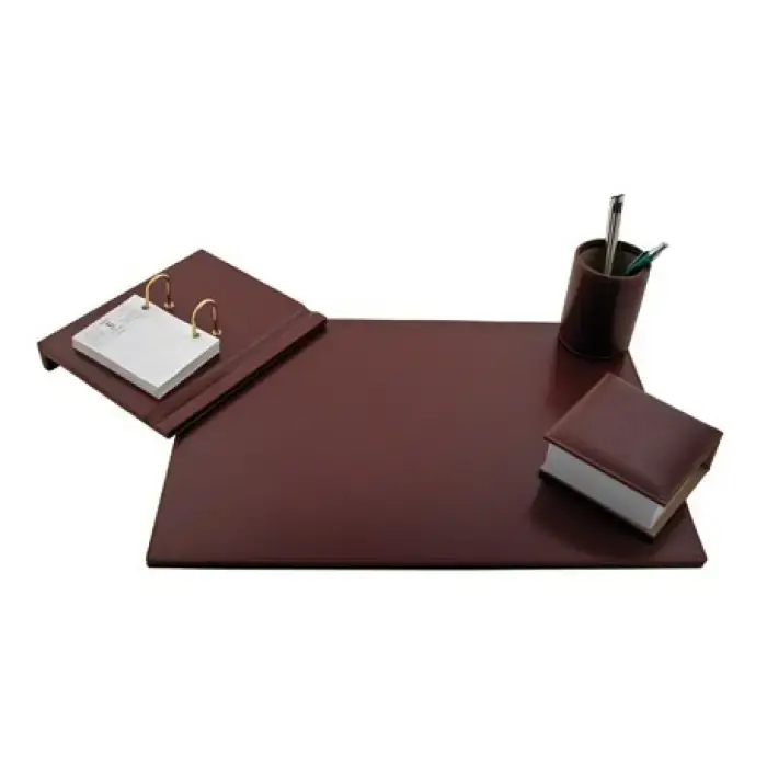 Nueva Colección ESCRIBANIA DE SOBREMESA POLIPIEL JUEGO 4 PIEZAS COLOR MARRON