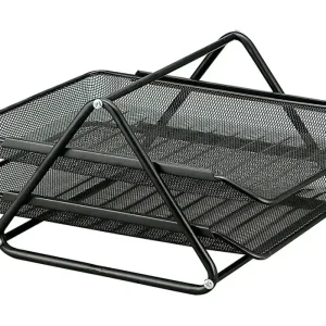 BANDEJA SOBREMESA DOBLE REJILLA METALICA NEGRA Q-CONNECT Hecho A Mano