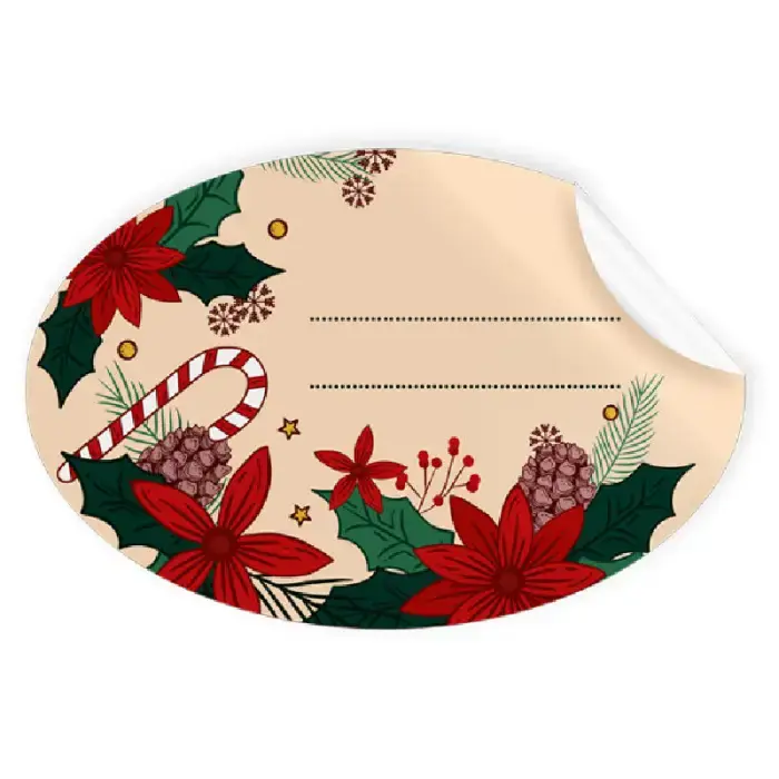 Venta Final ROLLO 250 ETIQUETAS OVALADAS NAVIDAD PASCUEROS