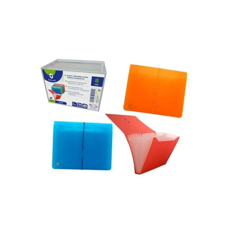 Precio Rebajado Bismark Carpeta Fuelle Acordeón 13 C/Goma a5 Pp Transparente C/Surtidos