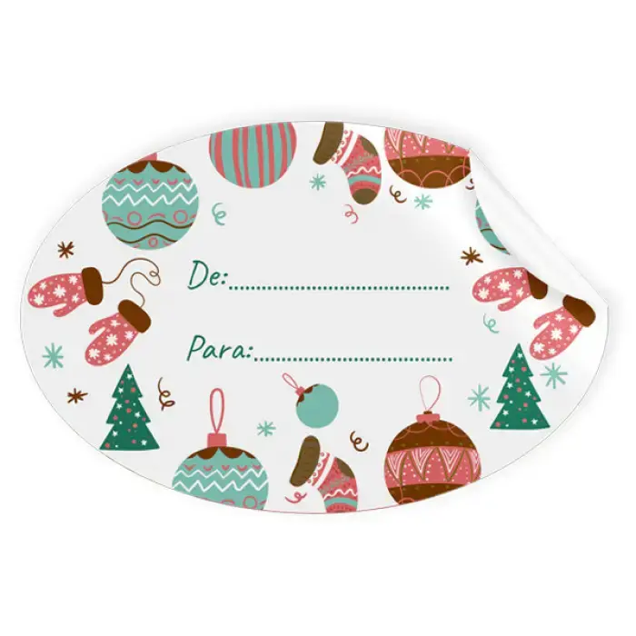 Últimas Unidades ROLLO 250 ETIQUETAS OVALADAS NAVIDAD BOLAS
