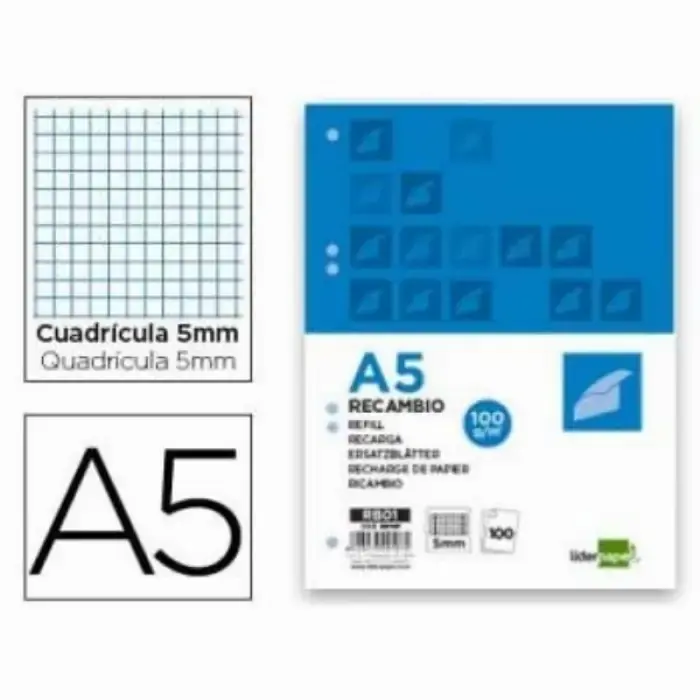 RECAMBIO LIDERPAPEL A5 100 H CUADROS 5MM Descuento