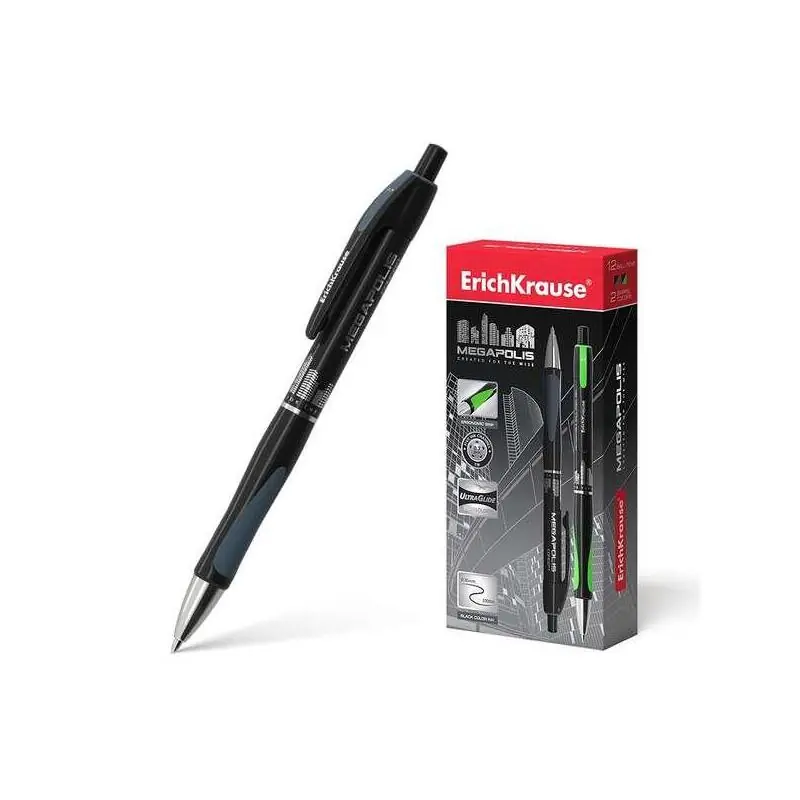 Pack De 12 Unidades Erichkrause Boligrafo Automatico Megapolis Concept - Cuerpo Satinado Redondo - Zona De Agarre Pago Seguro