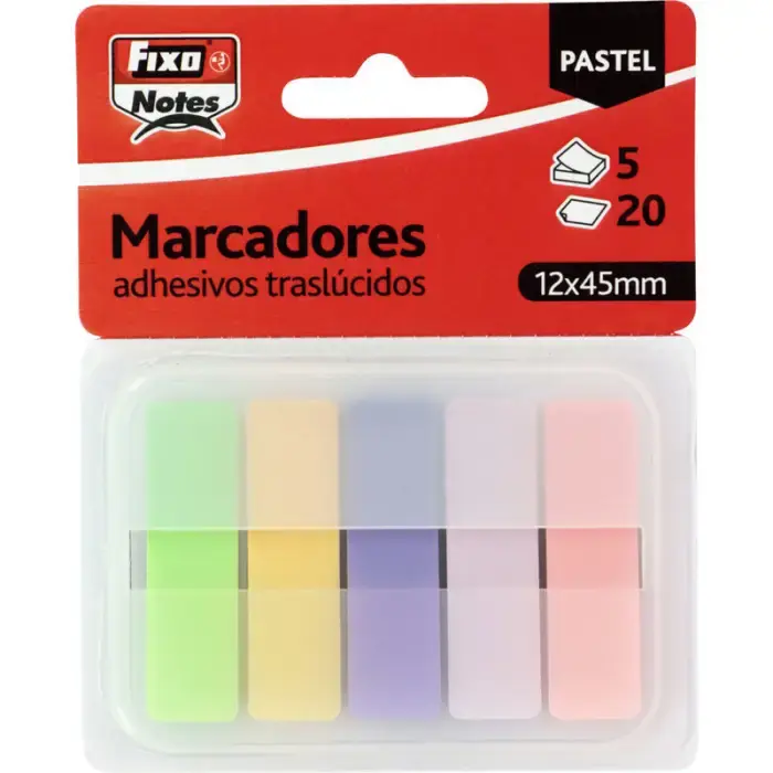 Últimas Unidades BANDERITAS NOTAS ADHESIVAS 20H PASTEL 12X45MM FIXO PACK/5
