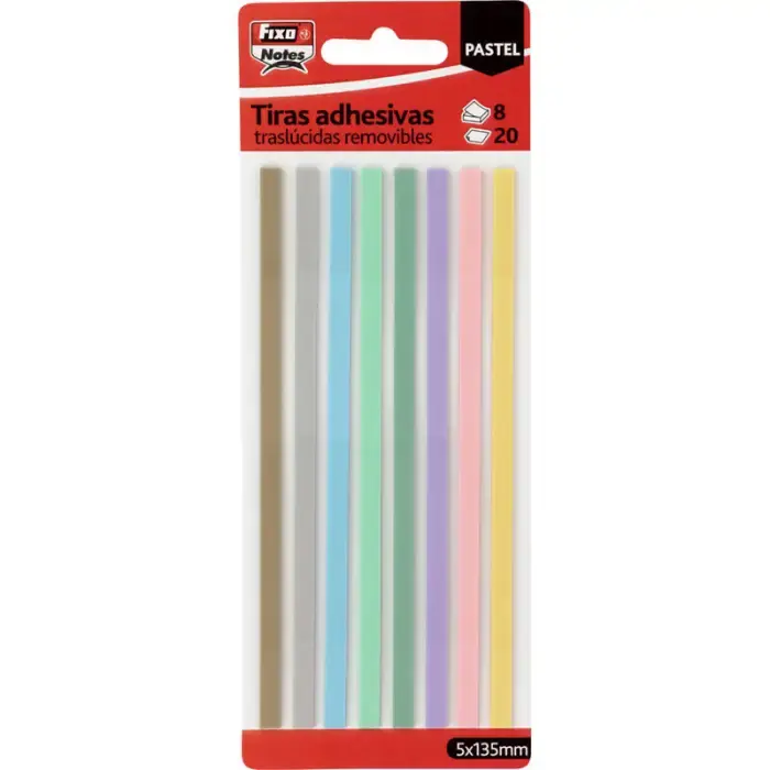 BANDERITAS NOTAS ADHESIVAS 20H PASTEL 5X135MM FIXO PACK/8 Liquidación