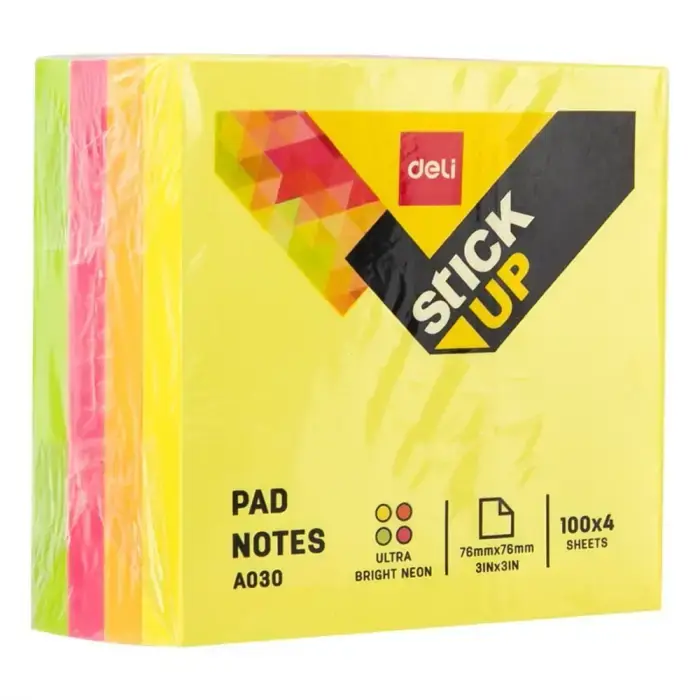 CUBO NOTAS ADHESIVAS 76X76 NEON SURTIDOS DELI STICK UP Compra Ahora