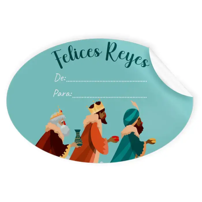 Marca Reconocida ROLLO 250 ETIQUETAS OVALADAS NAVIDAD REYES MAGOS
