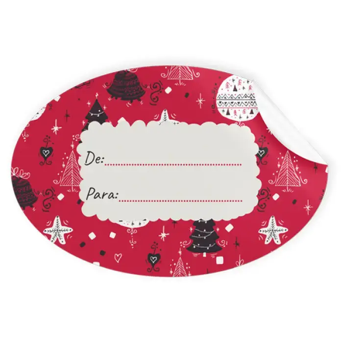 ROLLO 250 ETIQUETAS OVALADAS NAVIDAD ROJA Moderno