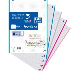 RECAMBIO OXFORD A4 RAYADO DOTS 100HOJAS BANDAS COLOR PASTEL Ocasión Especial