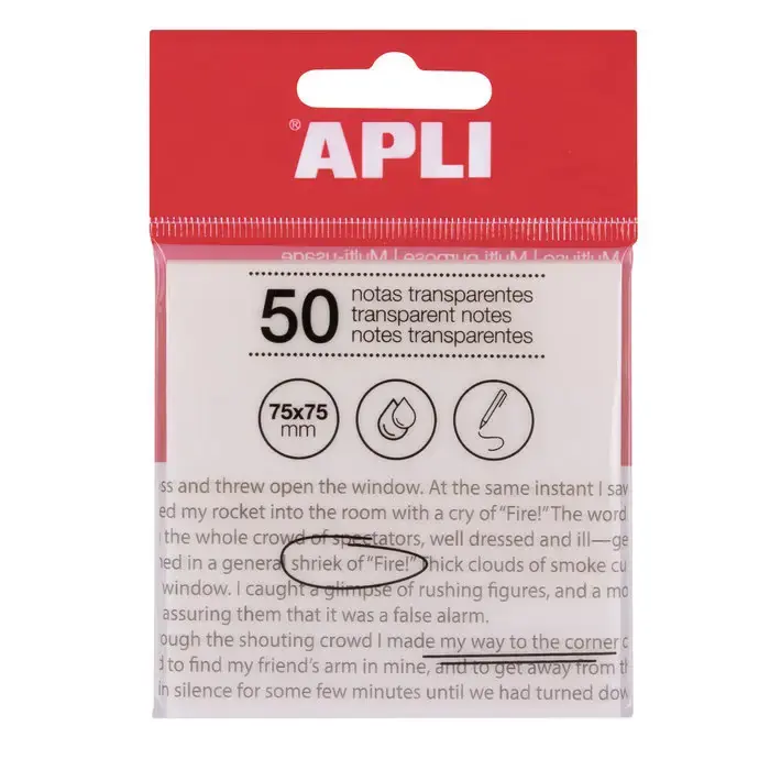 Garantía De Devolución De Dinero NOTAS ADHESIVAS TRANSPARENTES APLI 50H 75X75MM BLANCO