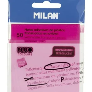 NOTAS ADHESIVAS 76X76 TRANSPARENTE ROSA 50 HOJAS Alta Calidad