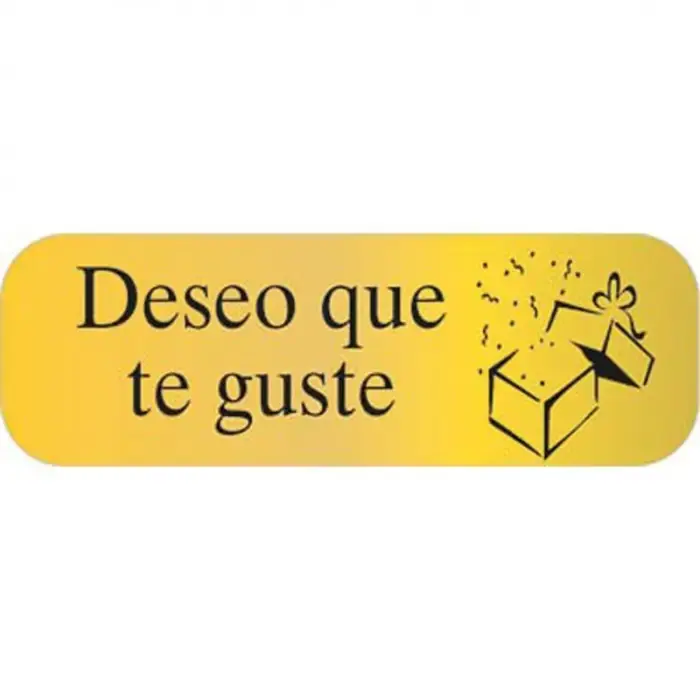 Envío Gratis ETIQUETAS ORO "DESEO QUE TE GUSTE" 250 UNIDADES