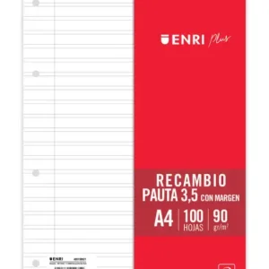 RECAMBIO A4 100H 90GR PAUTA 3,5MM ENRI Descuento