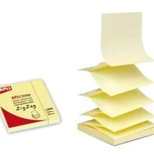BLOC NOTAS ADHESIVAS APLI 100H 75X75MM ZIG ZAG AMARILLO Disponible Ahora