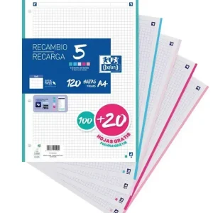 RECAMBIO OXFORD 100+20H A4 5X5 5 COLORES DE BANDA PASTEL Exclusivo