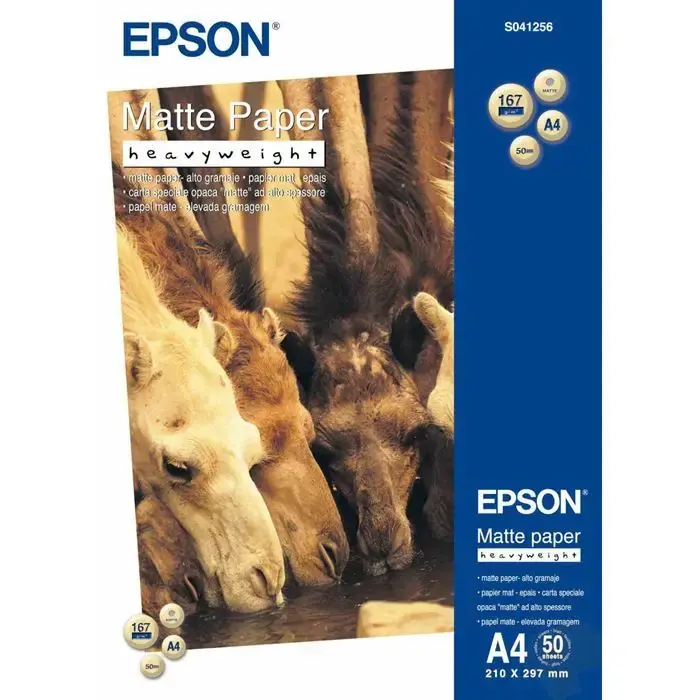Última Oportunidad EPSON PAPEL MATE DE ALTO GRAMAJE, A4, 50 HOJAS DE 167G. MATTE PAPER HEAVY WEIGHT