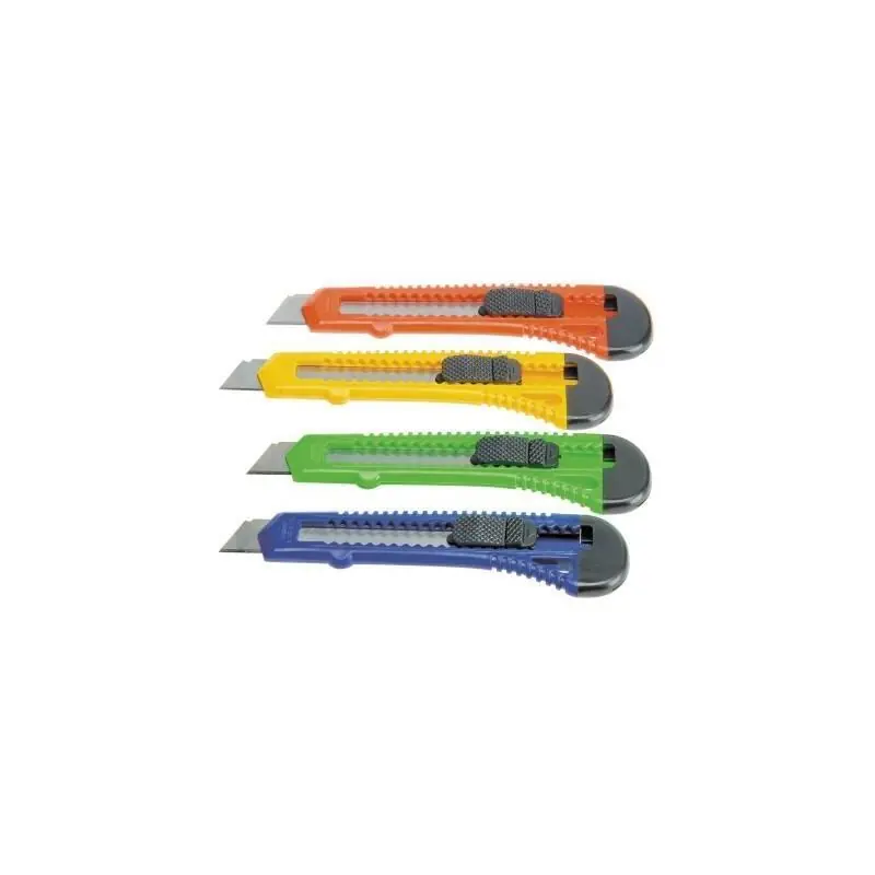 Moderno Bat Cutter Ancho / Cuchilla Fracturable De 18 Mm / Sistema Bloqueo Cuchilla Intercambiable Blister Colores Surtidos