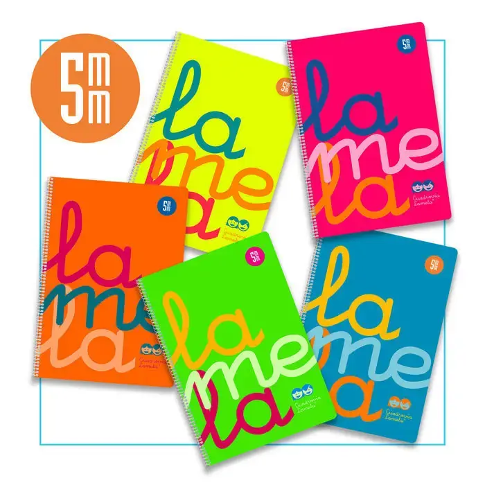 CUADERNO LAMELA Fº PLASTIC FLUOR 80H 5MM 7FTP05S6 Económico