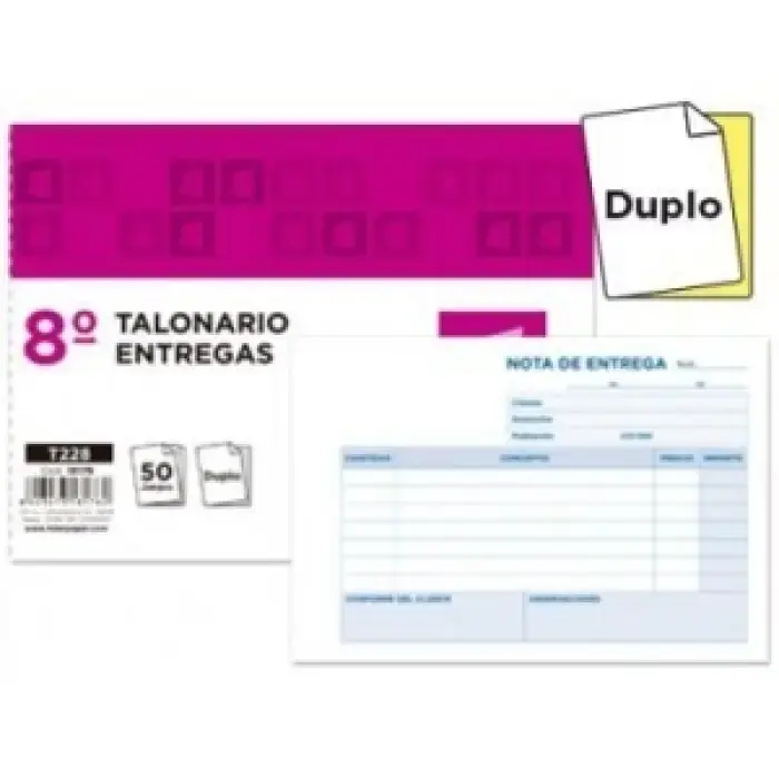 TALONARIO LIDERPAPEL ENTREGA 8º DUPLICADO T228 APD Promoción