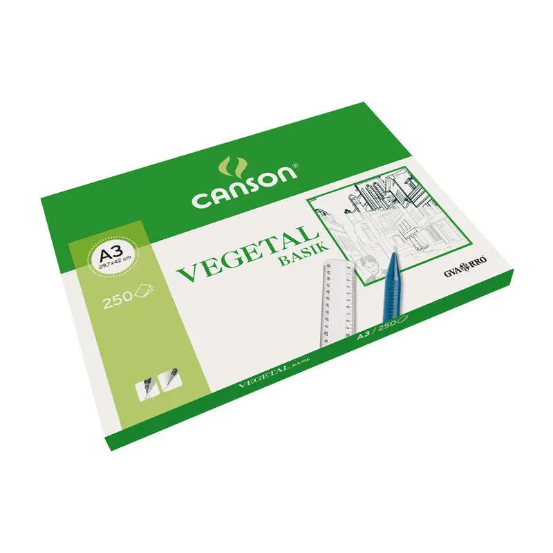 Exclusivo Canson Caja De Láminas Vegetal Basik 250 Hojas 90gr 29,7X42Cm