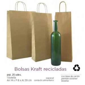 BOLSA PAPEL KRAFT 2 BOTELLAS 18X8X39 Ordenar Ahora Mismo