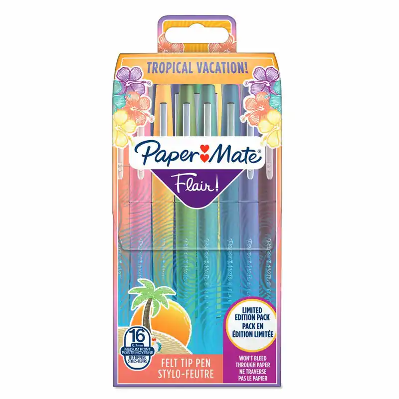 Envío Internacional Rotulador Paper Mate Flair Tropical M, Caja De 16, Surtido.