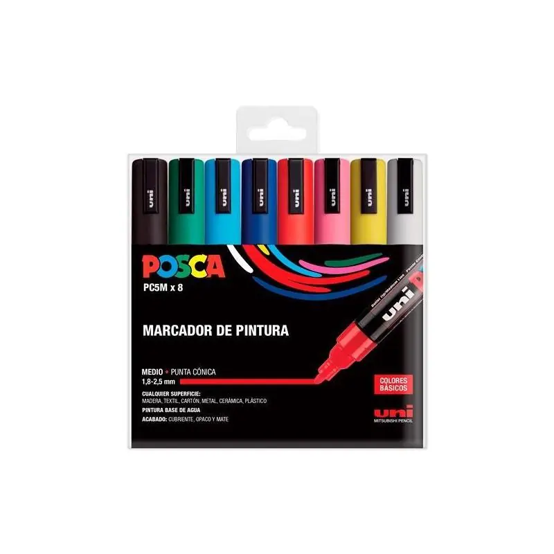 Marca Reconocida Uniball Estuche Basic Marcador Posca Pc-5m/8c Surtido -8u-