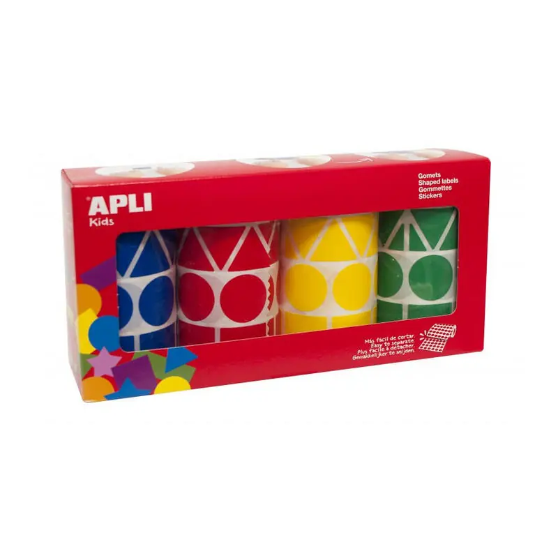 Última Versión Apli Gomets Geométricos Caja 4 Rollos Formas Y Colores Surtidos -5428 Unidades-