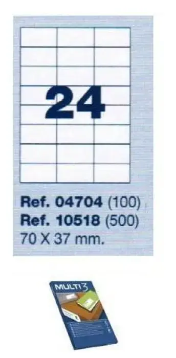 ETIQUETAS ADHESIVAS MULTI3 10518 70X37 C/500H Precio Bajo