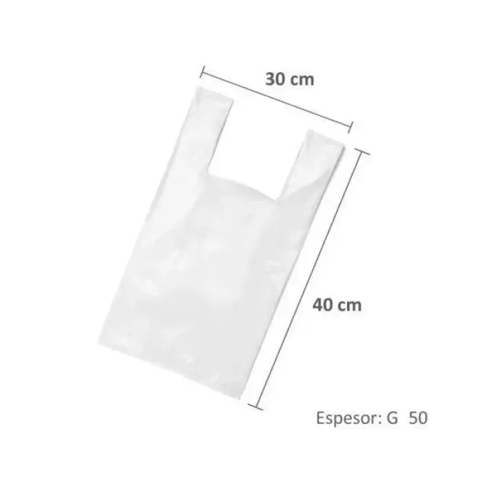 Solo Hoy BOLSA CAMISETA 30X40 REUTILIZABLE 70% P/1KG BLANCA