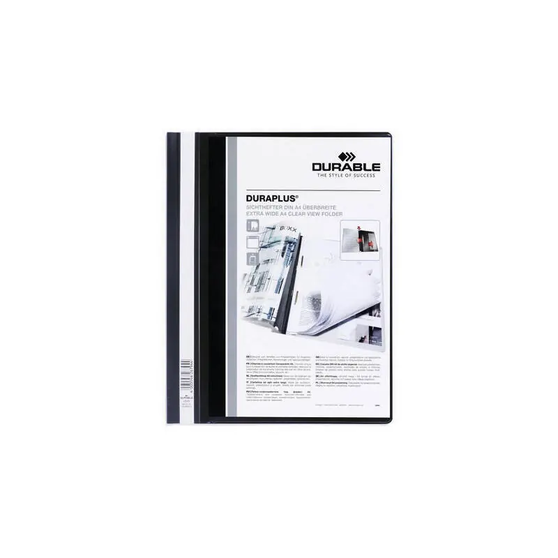 Carpeta Oferta Durable Duraplus Bolsillo Transparente Negro Últimas Unidades