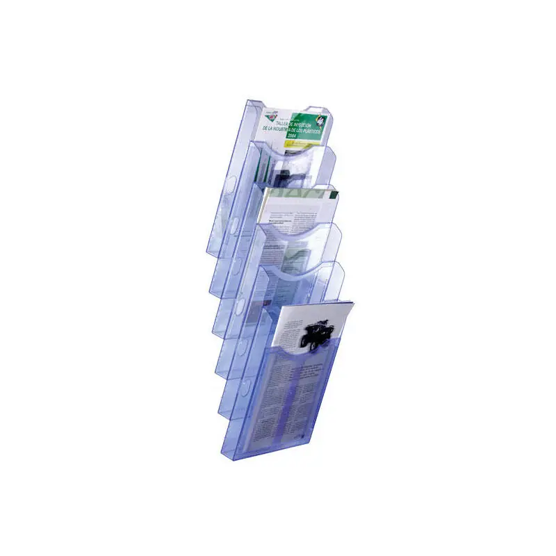 Archivo 2000 Expositor Mural Archiplay 6 Compartimentos Din a4 Vertical 190X235X685 Mm Azul Transparente Más Vendido
