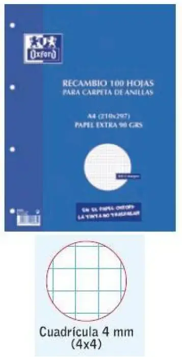 Oferta Limitada RECAMBIO A4 100H CUADROS 4X4 OXFORD