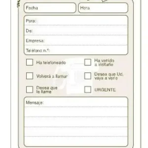 Última Versión TALONARIO LLAMADAS DE TELEFONO 8º NATURAL T-62