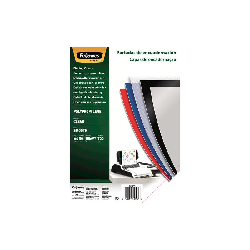 Comprar En Línea Fellowes Pack De 50 Portadas De Polipropileno a4 - 700 Micras - Acabado De Calidad - Transparente