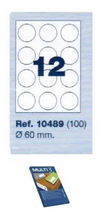 Nueva Colección ETIQUETAS ADHESIVAS MULTI3 10489 Ø60 C/100H