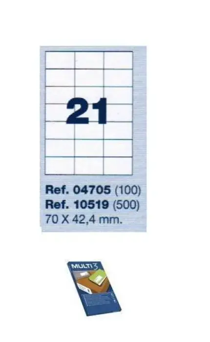 Más Vendido ETIQUETAS ADHESIVAS MULTI3 04705 70X42.4 C/100H
