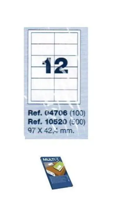 Premium ETIQUETAS ADHESIVAS MULTI3 04706 97X42.4 C/100H