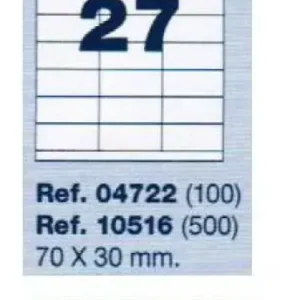 ETIQUETAS ADHESIVAS MULTI3 04722 70X30 C/100H Últimas Unidades