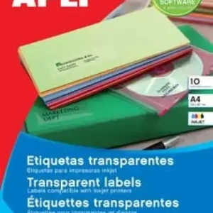 ETIQUETAS TRANSPARENTES INKJET 210X297 10053 APLI PACK 10 UNDS Rebajas