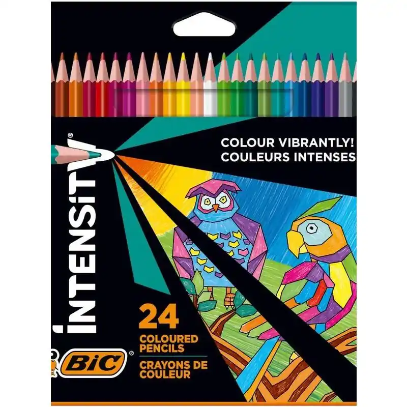Ocasión Especial Bic Intensity Color Up Caja De 24 Lapices Triangulares De Colores Surtidos - Fabricados En Resina - Mina Ultraresistente De 3.20