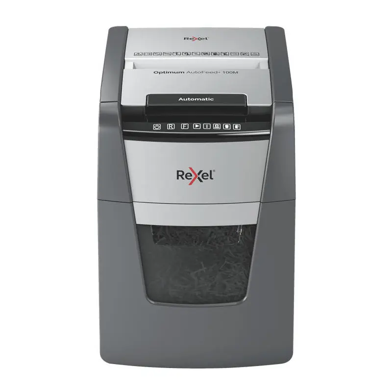 Destructora Automática Rexel Autofeed + 100m, P-5, Microcorte (2X15 Mm), 100 Hojas, Papelera De 34 Litros Solo Por Tiempo Limitado