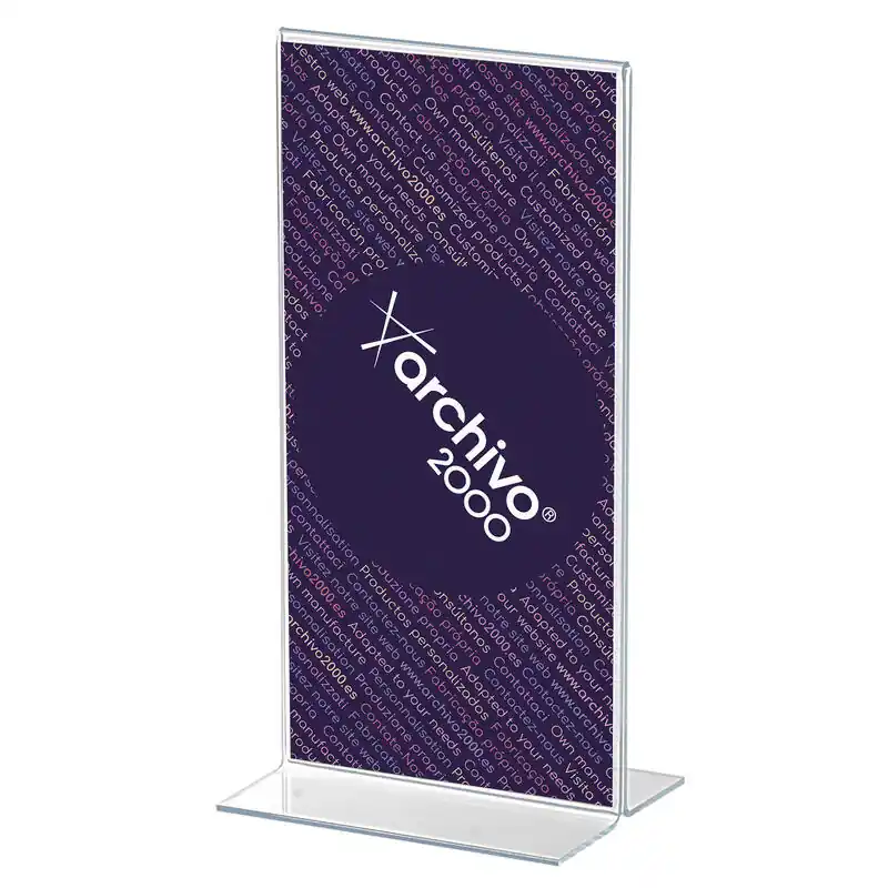 Archivo 2000 Expositor Sobremesa En Forma De T 1/3 Din a4 Vertical 80X110X215 Mm Cristal Transparente Más Vendido