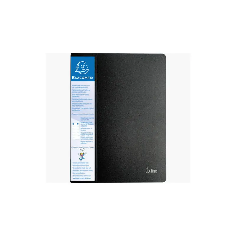 Exacompta Up Line Carpeta Con 60 Fundas a4 C/Porta-Etiquetas 3 Caras Pp Rígido Negro Oferta Flash