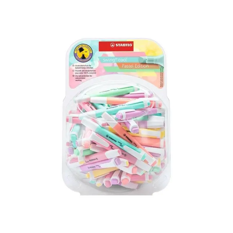 Stabilo Swing Cool Marcador Fluorescente Bombonera 100 Uds. En 6 Colores Pastel Disponible Ahora